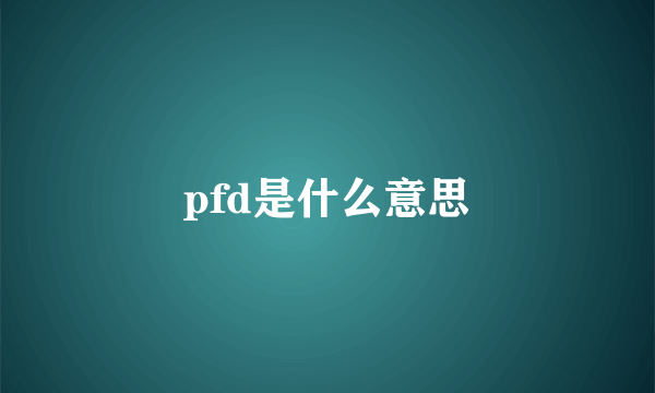 pfd是什么意思