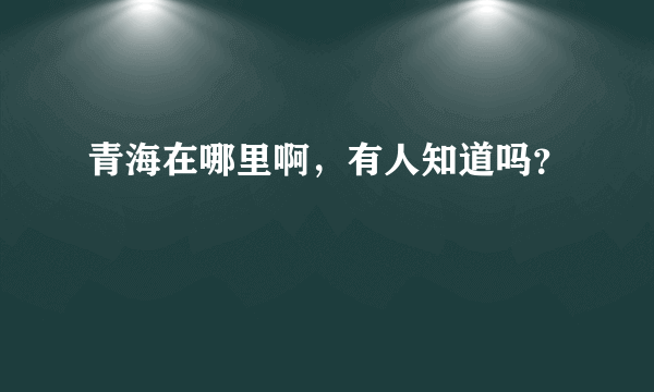 青海在哪里啊，有人知道吗？