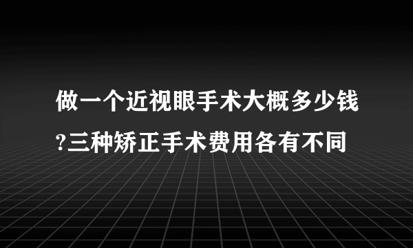 做一个近视眼手术大概多少钱?三种矫正手术费用各有不同