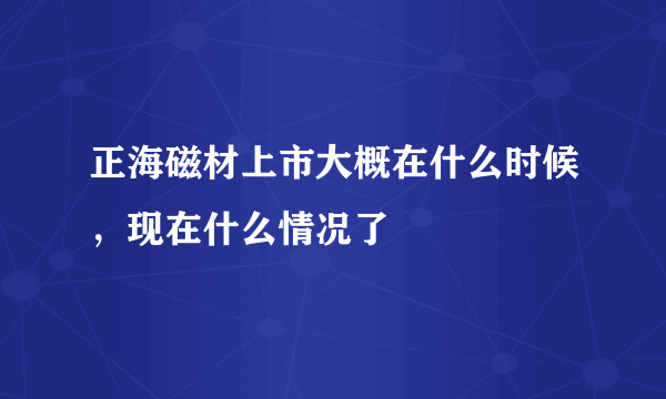 正海磁材上市大概在什么时候，现在什么情况了