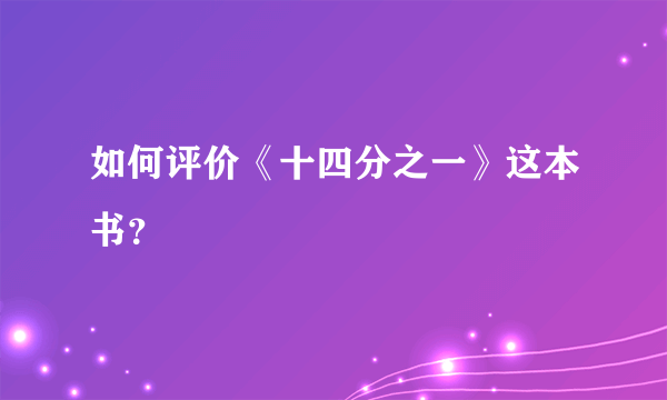 如何评价《十四分之一》这本书？