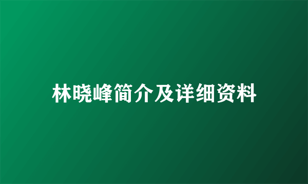 林晓峰简介及详细资料