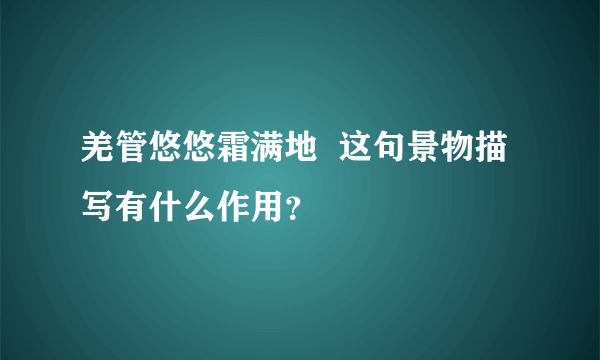 羌管悠悠霜满地  这句景物描写有什么作用？