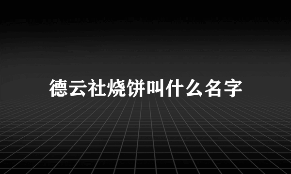 德云社烧饼叫什么名字