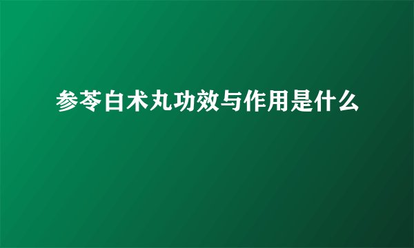 参苓白术丸功效与作用是什么