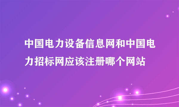 中国电力设备信息网和中国电力招标网应该注册哪个网站