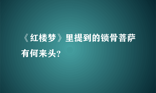 《红楼梦》里提到的锁骨菩萨有何来头？