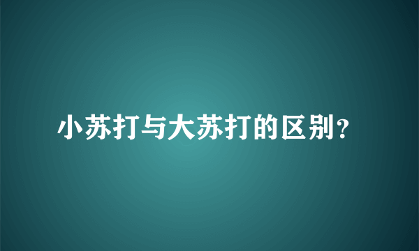 小苏打与大苏打的区别？