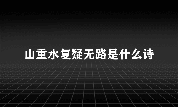 山重水复疑无路是什么诗