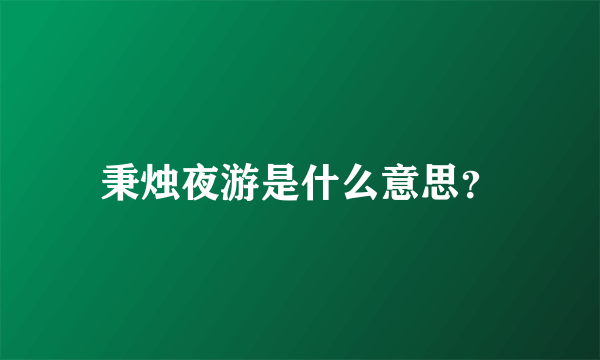 秉烛夜游是什么意思？