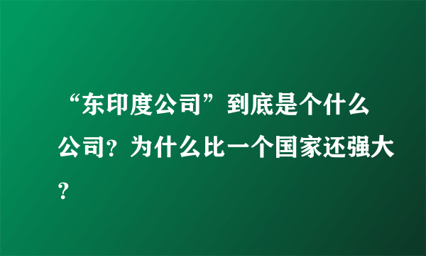 “东印度公司”到底是个什么公司？为什么比一个国家还强大？