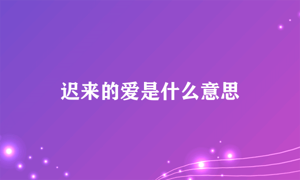 迟来的爱是什么意思