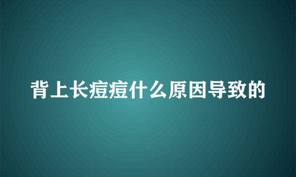 背上长痘痘什么原因导致的