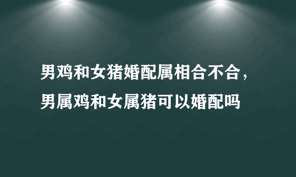 男鸡和女猪婚配属相合不合，男属鸡和女属猪可以婚配吗