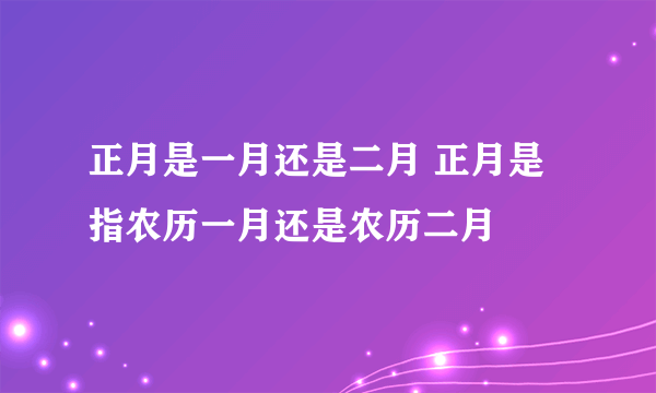 正月是一月还是二月 正月是指农历一月还是农历二月