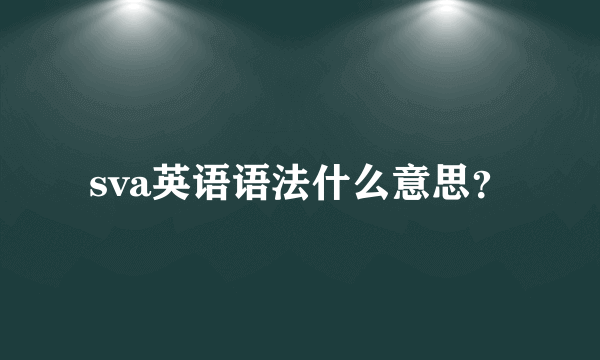 sva英语语法什么意思？