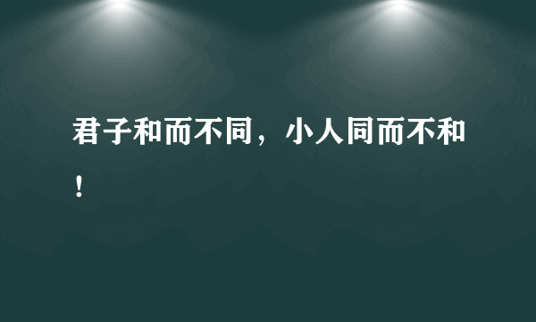 君子和而不同，小人同而不和！