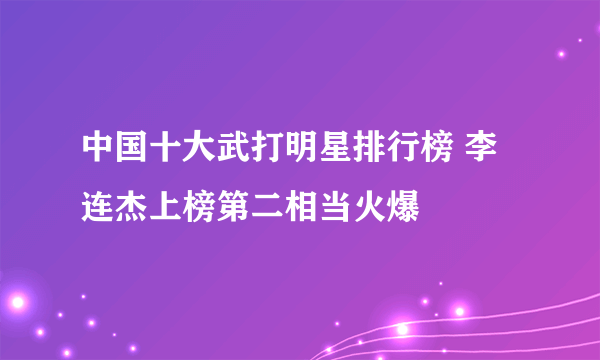 中国十大武打明星排行榜 李连杰上榜第二相当火爆