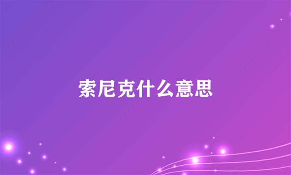 索尼克什么意思