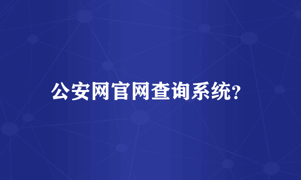 公安网官网查询系统？