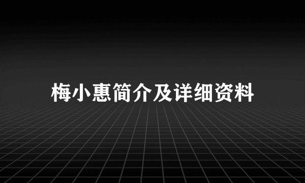 梅小惠简介及详细资料