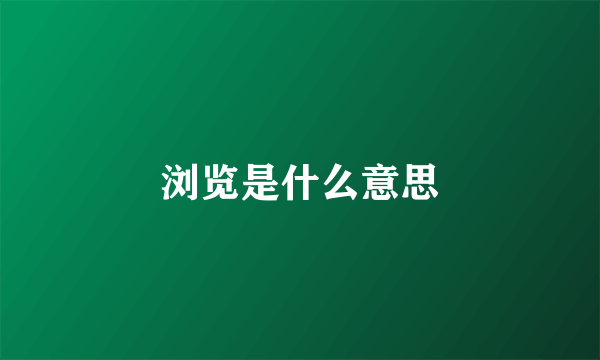 浏览是什么意思