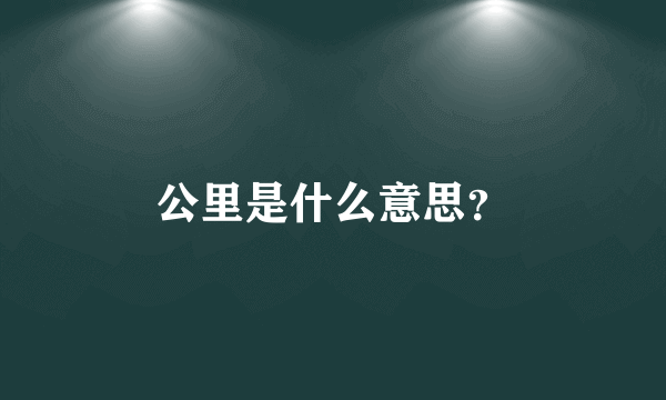 公里是什么意思？