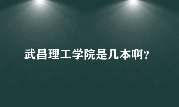 武昌理工学院是几本啊？