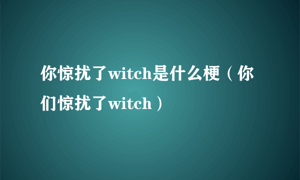 你惊扰了witch是什么梗（你们惊扰了witch）