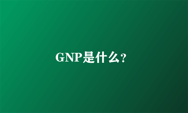 GNP是什么？