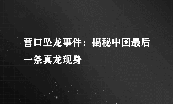 营口坠龙事件：揭秘中国最后一条真龙现身