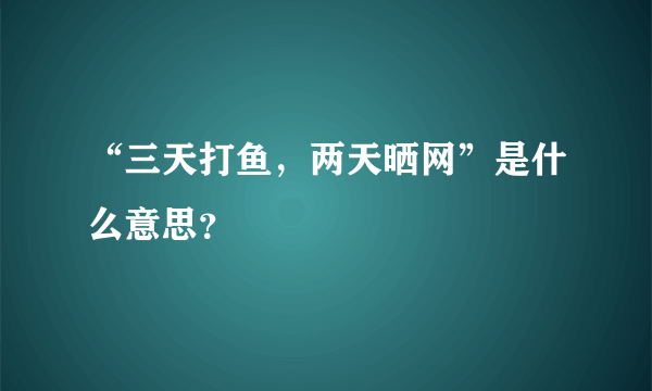 “三天打鱼，两天晒网”是什么意思？