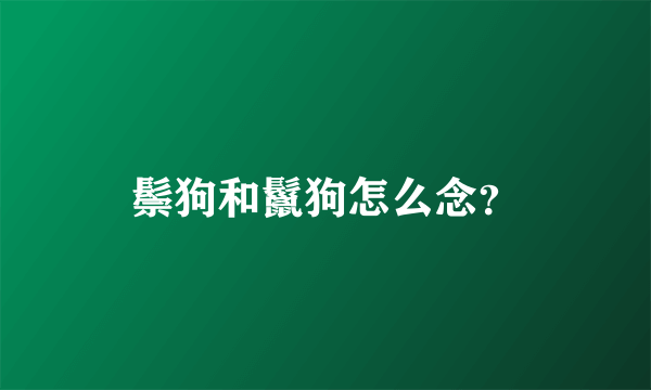 鬃狗和鬣狗怎么念？