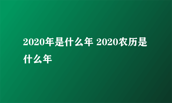 2020年是什么年 2020农历是什么年