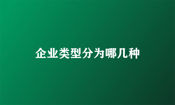 企业类型分为哪几种