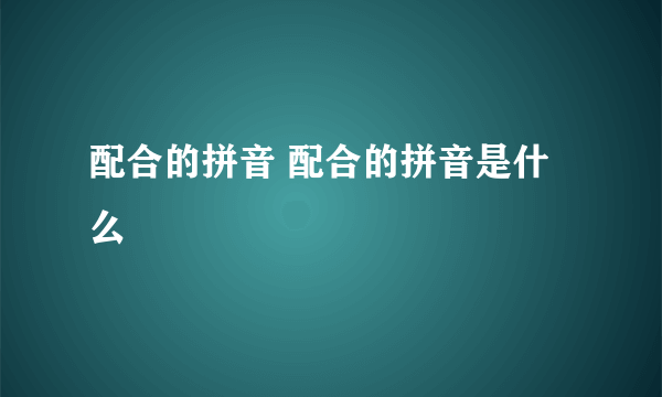 配合的拼音 配合的拼音是什么