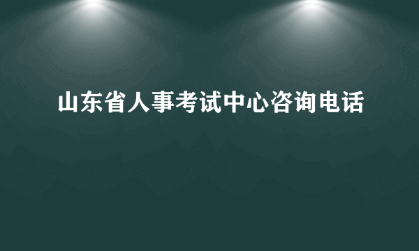 山东省人事考试中心咨询电话