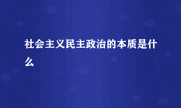 社会主义民主政治的本质是什么