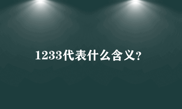 1233代表什么含义？