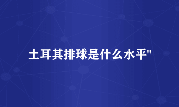 土耳其排球是什么水平