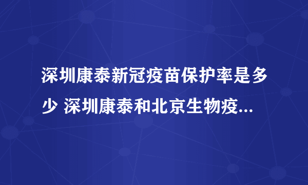 深圳康泰新冠疫苗保护率是多少 深圳康泰和北京生物疫苗有什么区别