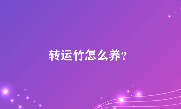 转运竹怎么养？