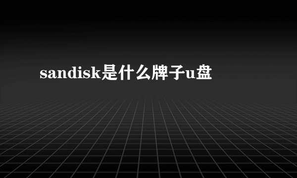 sandisk是什么牌子u盘