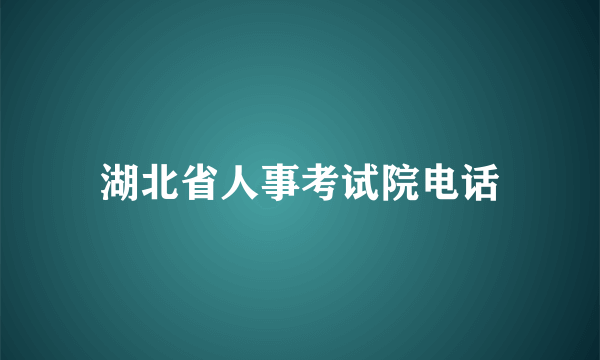 湖北省人事考试院电话