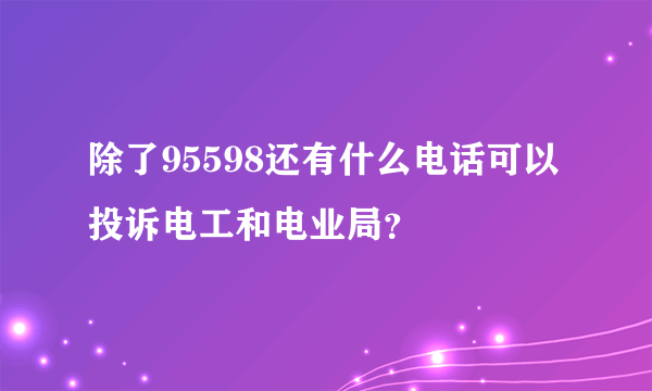 除了95598还有什么电话可以投诉电工和电业局？