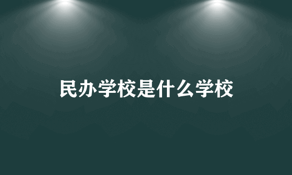 民办学校是什么学校