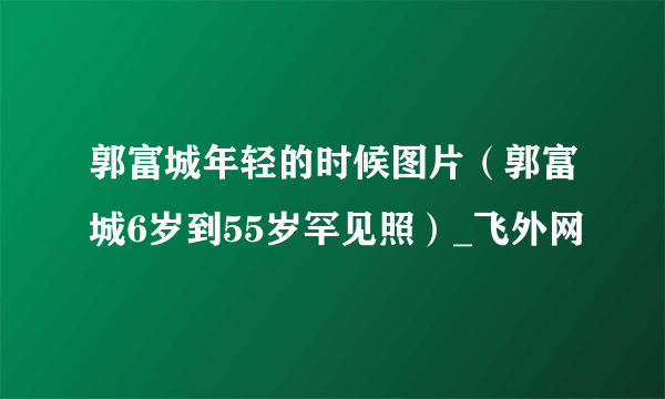 郭富城年轻的时候图片（郭富城6岁到55岁罕见照）_飞外网