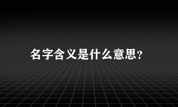 名字含义是什么意思？