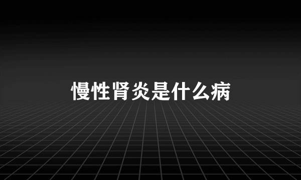 慢性肾炎是什么病