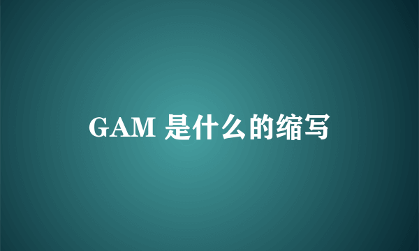 GAM 是什么的缩写